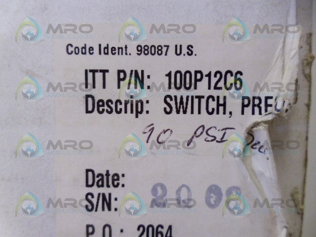 ITT 100P12C6 PRESSURE SWITCH *NEW IN BOX*