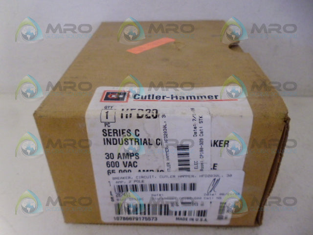 CUTLER HAMMER HFD2030L CIRCUIT BREAKER 2 POLE 30A *NEW IN BOX*