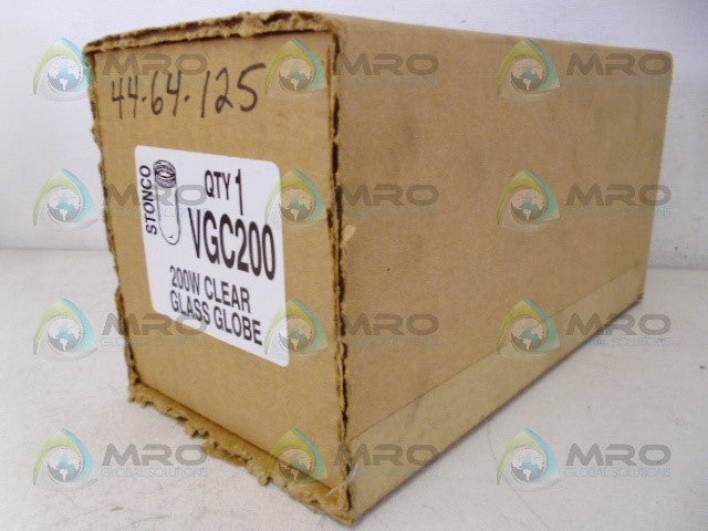 STONCO VGC200 CLEAR GLASS GLOBE 200W *NEW IN BOX*