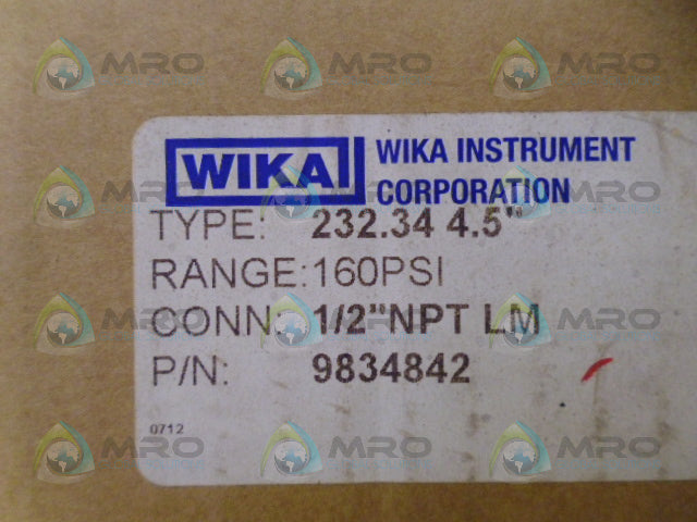 WIKA 232.34 PRESSURE GAUGE 0-160 PSI *NEW IN BOX*