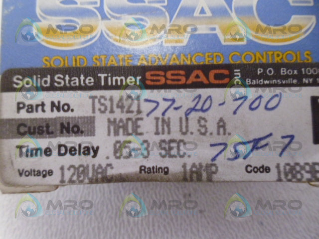 SSAC TS1421 SOLID STATE TIMER 120VAC 1A *NEW IN BOX*