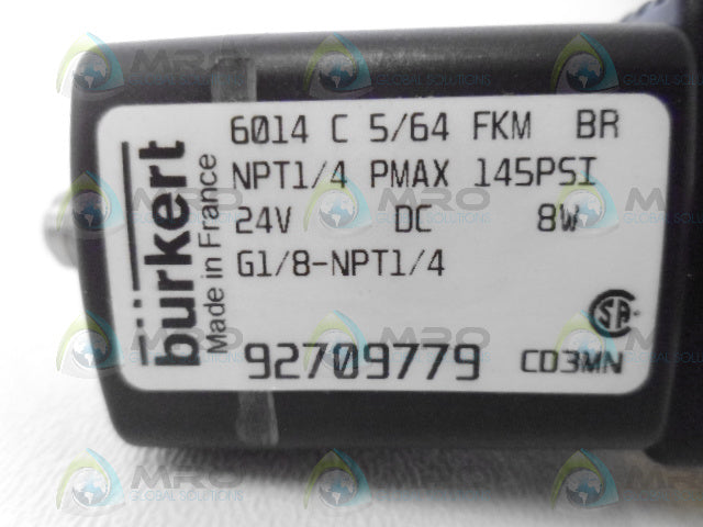 BURKERT 6014 C 5/64 FKM BR SOLENOID VALVE *NEW NO BOX*