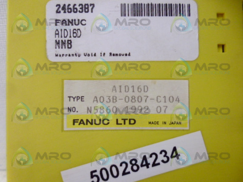 FANUC A03B-0807-C104 I/O MODULE (AS PICTURED) *NEW NO BOX*