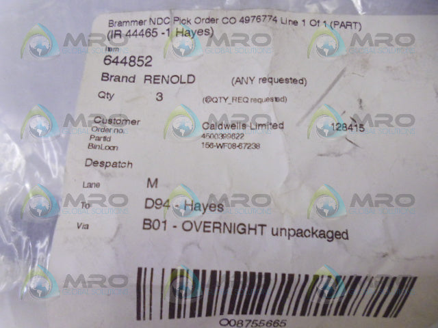 RENOLD 644852 SPIDER ELEMENT (PKG OF 3) *NEW IN FACTORY BAG*
