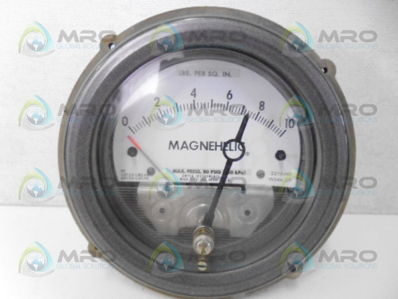 DWYER 2210-HP PRESSURE GAUGE 0-10PSI *NEW NO BOX*