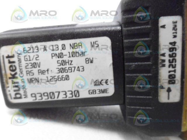 BURKERT 6213-A-13,0-NBR SOLENOID VALVE *NEW NO BOX*