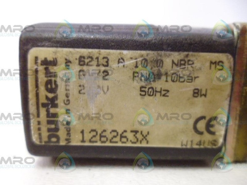 BURKERT 6213-A-10.0-NBR-MS SOLENOID WATER VALVE 0-10BAR *NEW NO BOX*