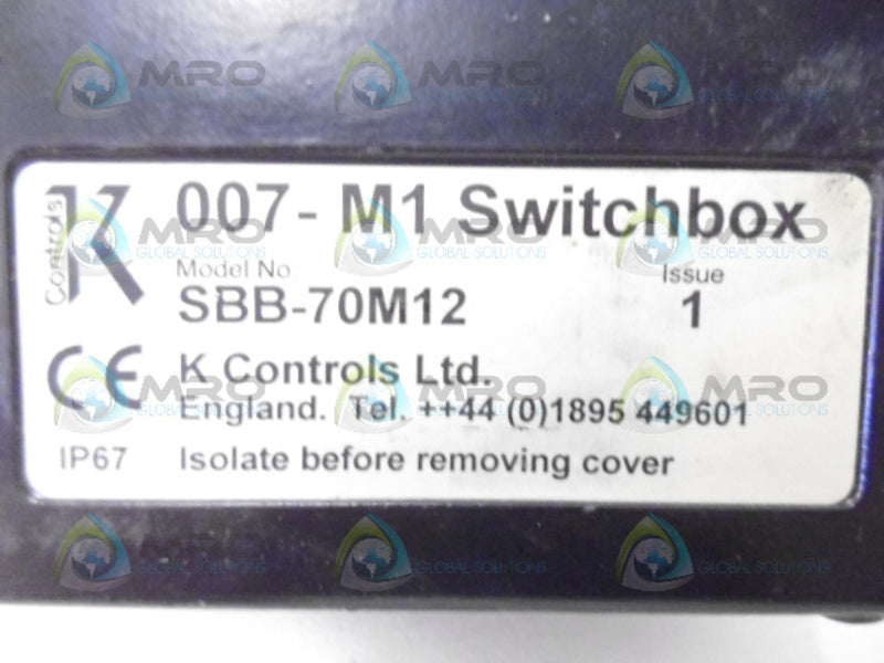 K CONTROLS SBB-70M12 SWITCHBOX *NEW NO BOX*