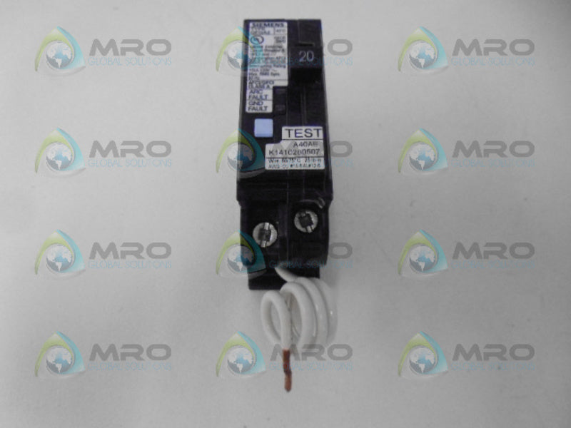 SIEMENS QFGA2 CIRCUIT BREAKER 2P 20A *USED*