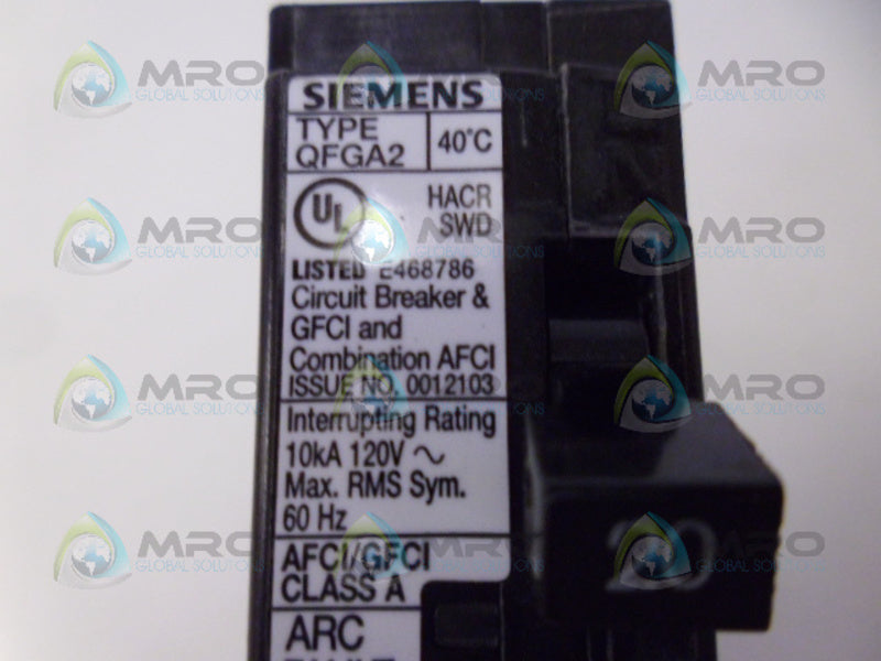 SIEMENS QFGA2 CIRCUIT BREAKER 2P 20A *USED*