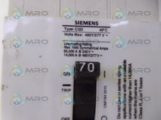 SIEMENS CQD370 CIRCUIT BREAKER 3P 70A *NEW NO BOX*