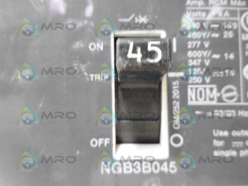 SIEMENS NGB3B045 CIRCUIT BREAKER 3P 45A *USED*