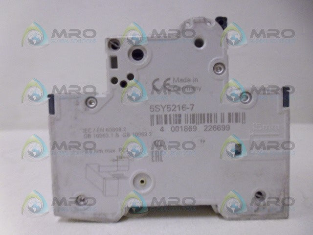 SIEMENS 5SY5216-7 CIRCUIT BREAKER 2P 16A *NEW NO BOX*