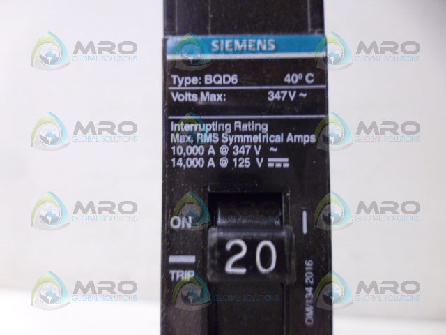 SIEMENS BQD6120 CIRCUIT BREAKER 1P 20A *NEW NO BOX*