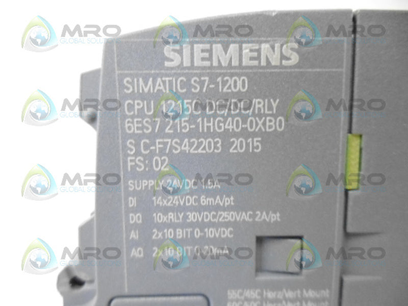 SIEMENS SIMATIC 6ES7215-1HG40-0XB0 CPU MODULE *NEW NO BOX*