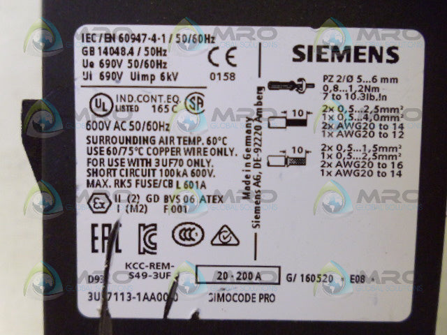 SIEMENS 3UF7113-1AA000 MODULE *NEW NO BOX*