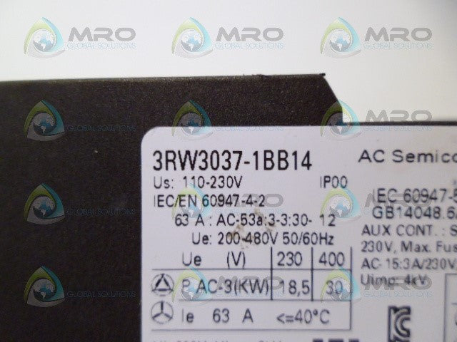 SIEMENS 3RW3037-1BB4 SOFT START *NEW NO BOX*