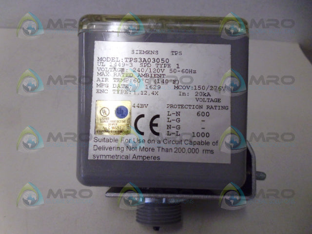 SIEMENS TPS3A03050 SURGE PROTECTIVE DEVICE *USED*