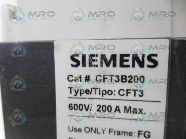SIEMENS CFT3B200 CIRCUIT BREAKER 3P 200A *NEW NO BOX*