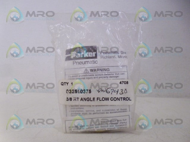 PARKER 032510375 RT ANGLE FLOW CONTROL VALVE *NEW IN FACTORY BAG*