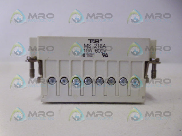 T&B MS216A 10A 600V CONNECTOR *NEW NO BOX*