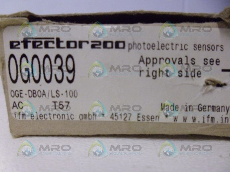 IFM EFECTOR 0G0039 THROUGH-BEAM SENSOR *NEW IN BOX*