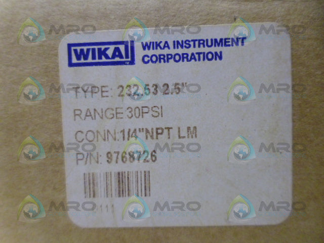WIKA 232.53 GAUGE 30PSI 2.5" *NEW IN BOX*