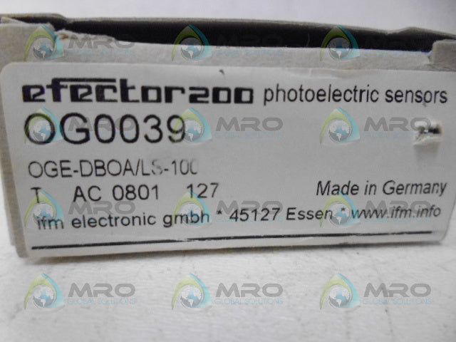 IFM EFECTOR OG0039 THROUGH BEAM SENSOR *NEW IN BOX*