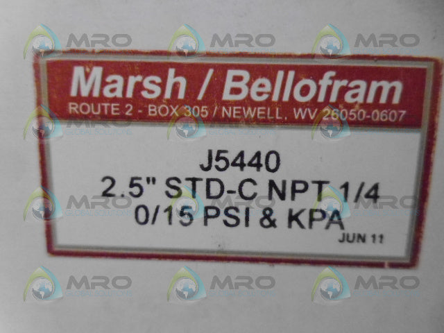 MARSH J5440 GAUGE 0-15PSI *NEW IN BOX*