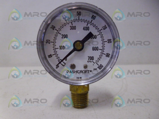 ASHCROFT 20W1005H02L PRESSURE GAUGE 100PSI *NEW IN BOX*