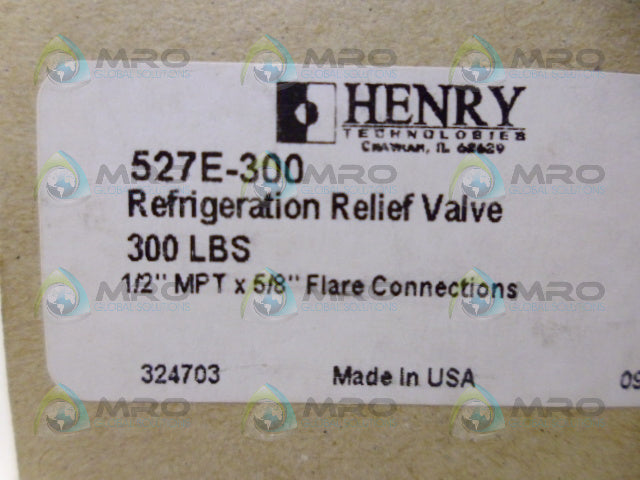 HENRY 527E-300 REFRIGERATION RELIEF VALVE *NEW IN BOX*
