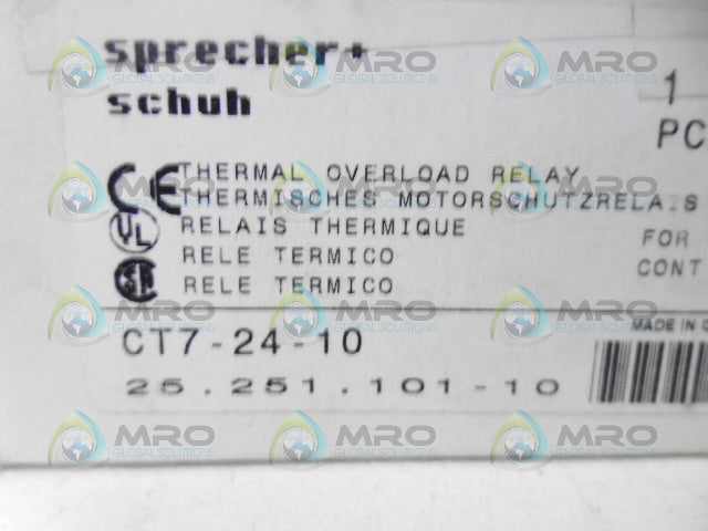 SPRECHER+SCHUH CT7-24-10 THERMAL OVERLOAD RELAY *NEW IN BOX*