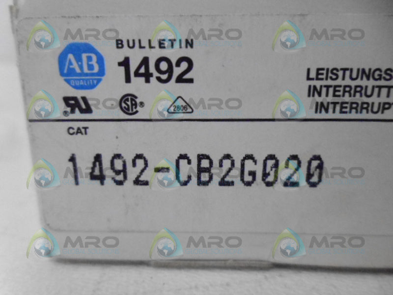 ALLEN BRADLEY 1492-CB2G020 SER. B CIRCUIT BREAKER 2A  NSMP