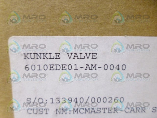 KUNKLE 6010EDE01-AM-0040 SAFETY VALVE *NEW IN BOX*