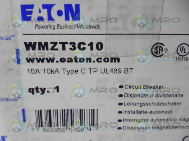 EATON WMZT3C10 CIRCUIT BREAKER 10A 3P *NEW IN BOX*