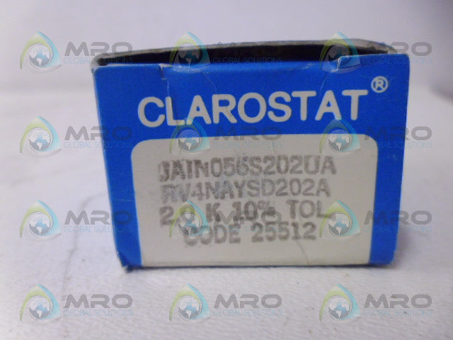 CLAROSTAT JA1N056S202UA POTENTIOMETER 2.0K OHMS *NEW IN BOX*