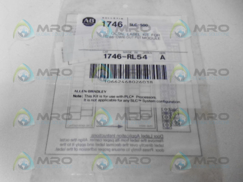ALLEN BRADLEY 1746-RL54 SER. A OCTAL LABEL KIT *NEW IN FACTORY BAG*