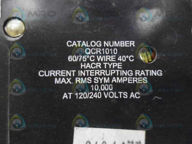 CUTLER HAMMER QCR1010 CIRCUIT BREAKER 10A *USED*