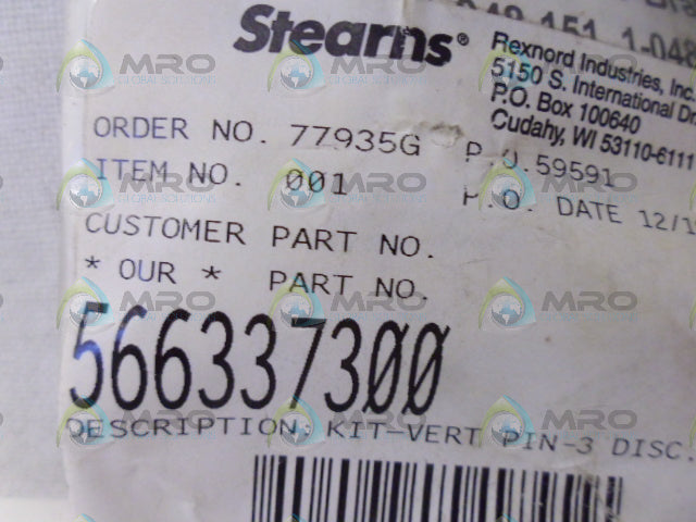 STEARNS 5-66-3373-00 COIL KIT *NEW IN FACTORY BAG*