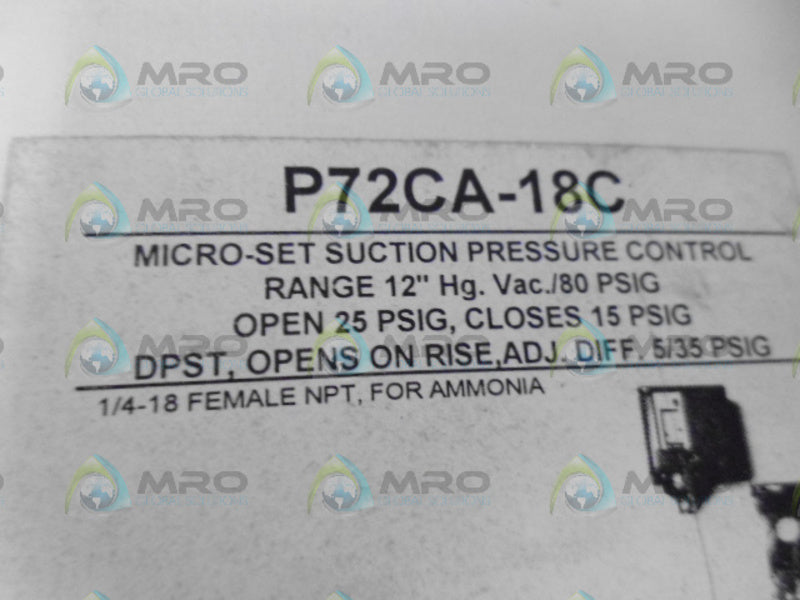 JOHNSON CONTROLS P72CA-18C PRESSURE CONTROL *NEW IN BOX*