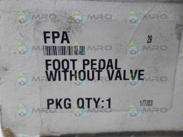 PNEUMADYNE FPA FOOT PEDAL WITHOUT VALVE *NEW IN BOX*