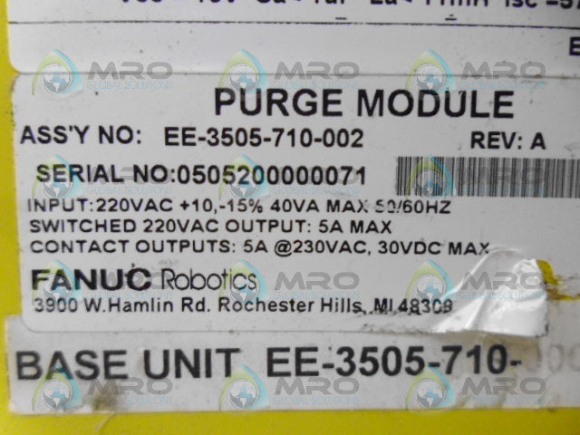 FANUC EE-3505-710-002 PURGE MODULE *USED*