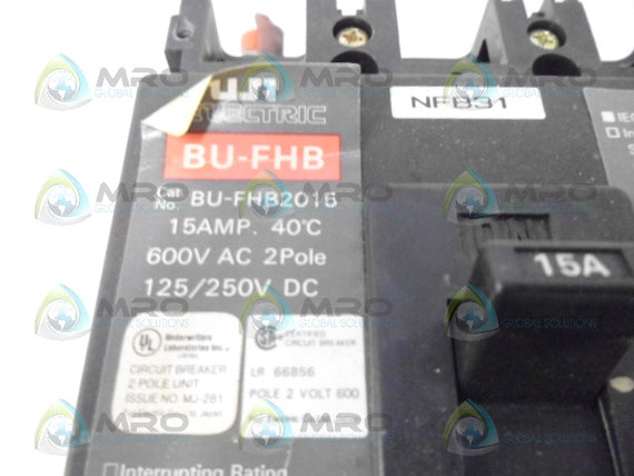 FUJI BU-FHB2015 CIRCUIT BREAKER 2P 15A *USED*