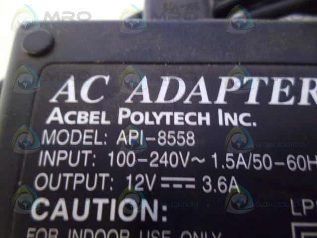 ACBEL POLYTECH API-8558 AC ADAPTER *USED*