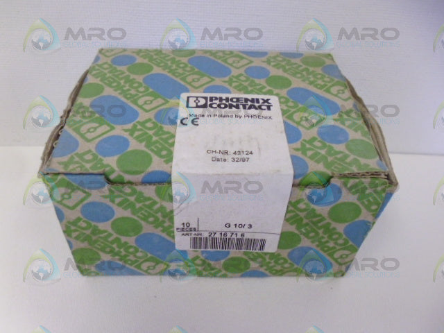PHOENIX G10/3 TERMINAL BLOCK (PACKAGE OF 10) *FACTORY SEALED*