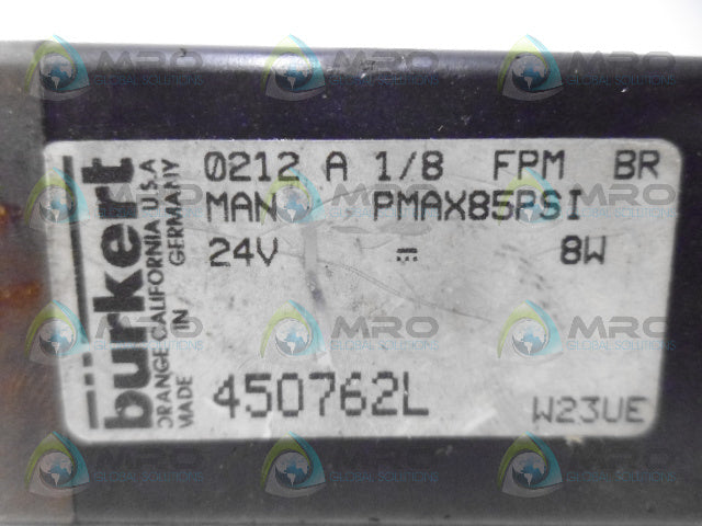BURKERT 0212-A-1/8 SOLENOID VALVE *USED*