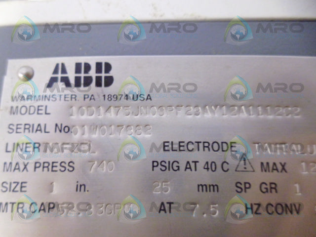 ABB 10D1475JN09PF29AY12A1112C2 FLOW METER *NEW NO BOX*