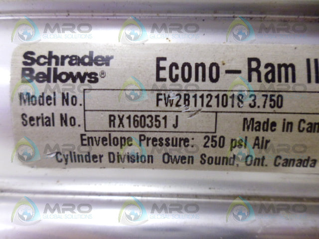 SCHRADER BELLOWS FW2B112101S3.750 CYLINDER *USED*