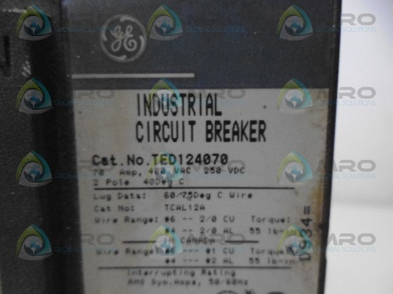 GENERAL ELECTRIC TED124070 CIRCUIT BREAKER (AS PICTURED)*NEW NO BOX*