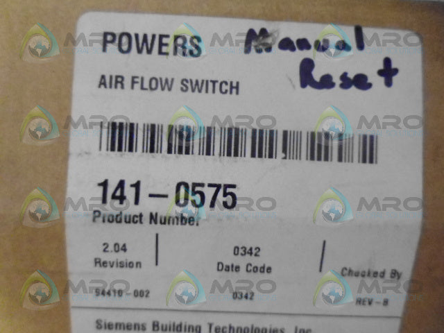 SIEMENS 141-0575 AIR FLOW SWITCH *NEW IN BOX*
